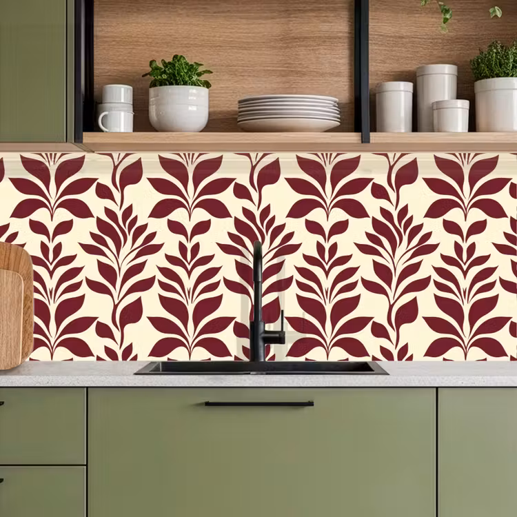 Keuken achterwand - Abstract - Bladeren - Burgundy — 7