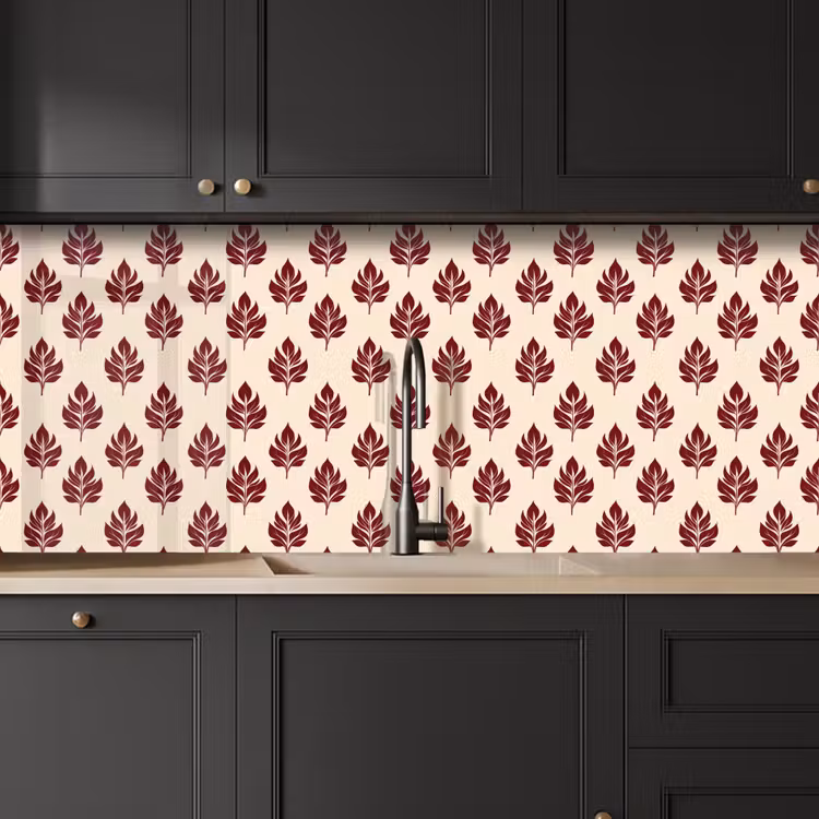 Keuken achterwand - Botanisch - Patroon - Bordeaux — 6