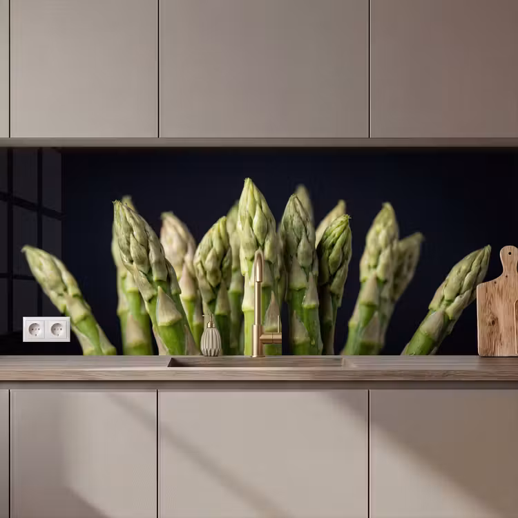 Keuken achterwand - Asperges - Groen - Zwart — 1