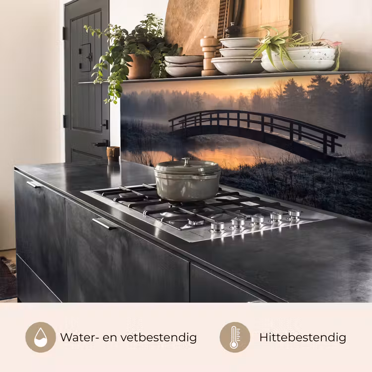 Keuken achterwand - Brug - Mist - Bomen - Water — 5