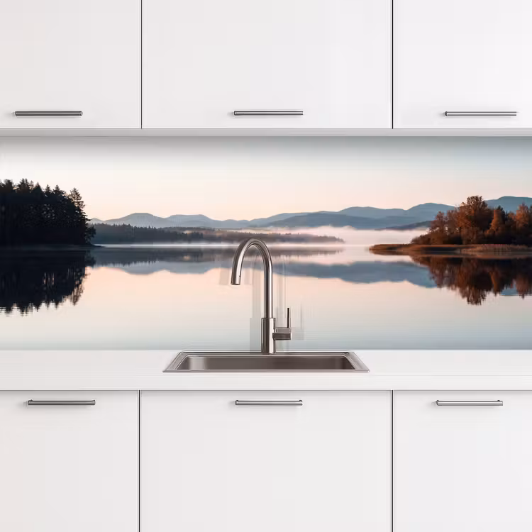 Keuken achterwand - Water - Bomen - Mistlaag — 4