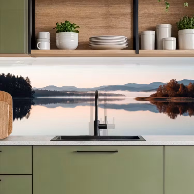 Keuken achterwand - Water - Bomen - Mistlaag — 7