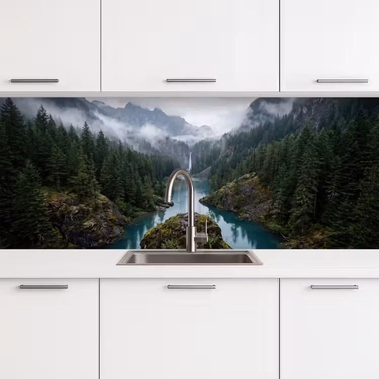Keuken achterwand - Waterval - Bomen - Bergen — 4