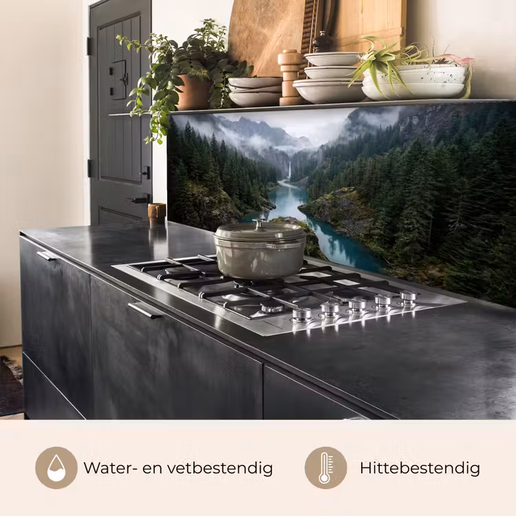 Keuken achterwand - Waterval - Bomen - Bergen — 5