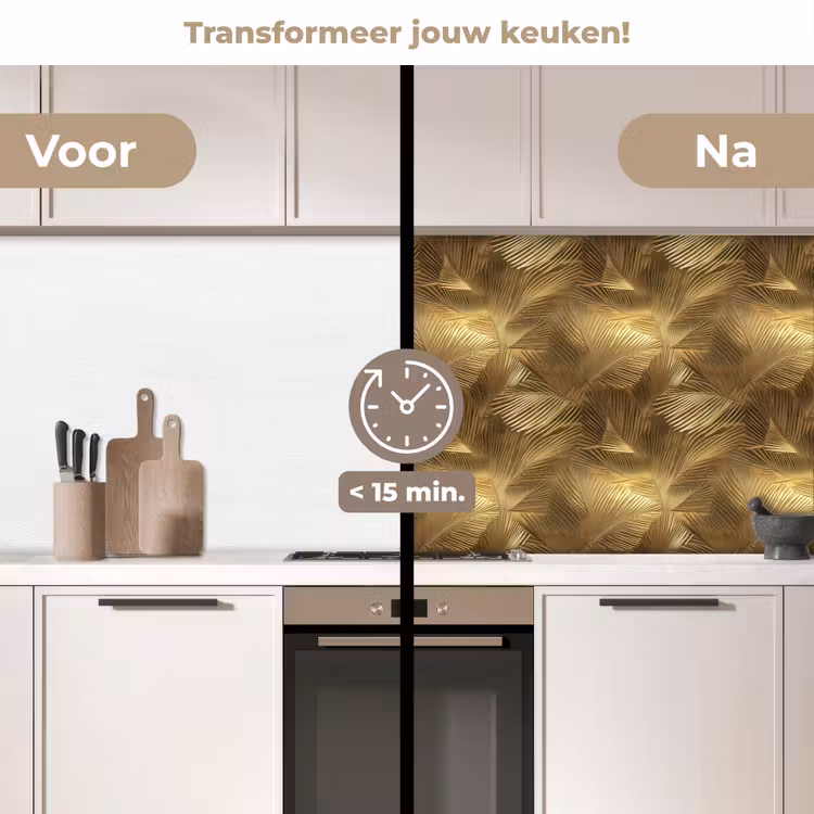 Keuken achterwand - Palm - Waaier - Goud — 3