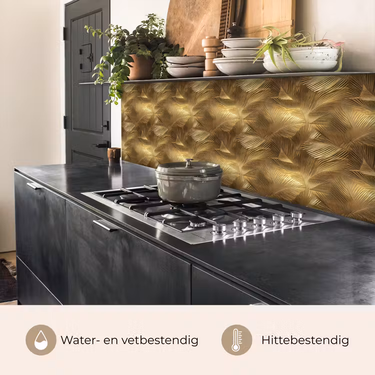 Keuken achterwand - Palm - Waaier - Goud — 5