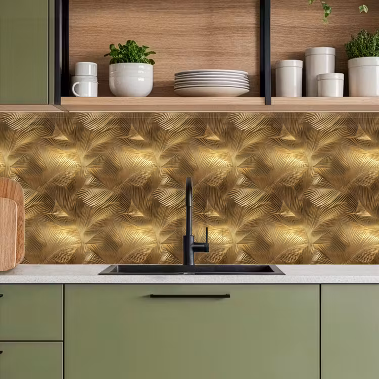 Keuken achterwand - Palm - Waaier - Goud — 7