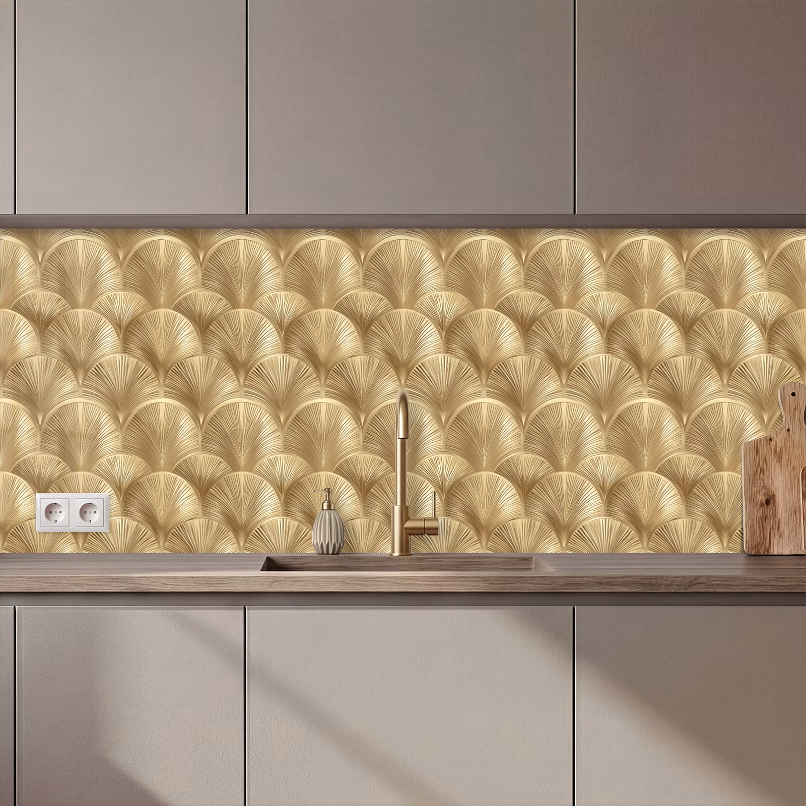 Keuken achterwand - Patroon - Waaier - Goud — 1