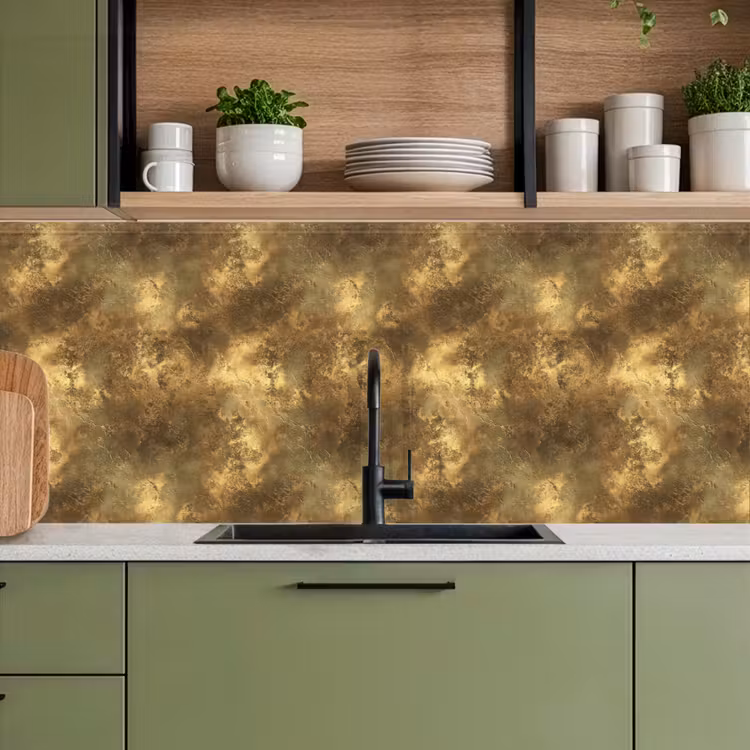 Keuken achterwand - Antiek - Metaallook - Goud — 7