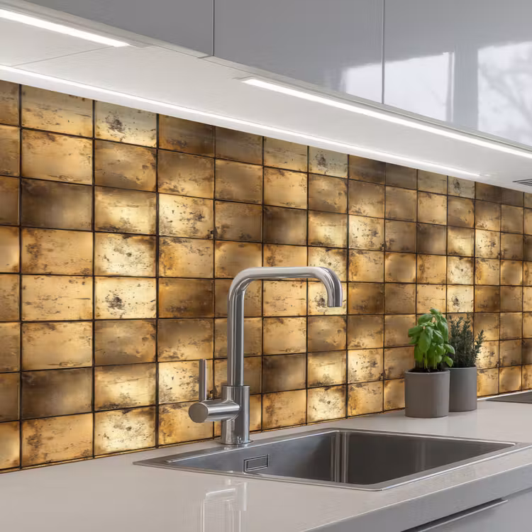 Keuken achterwand - Geometrisch - Tegels - Goud — 2
