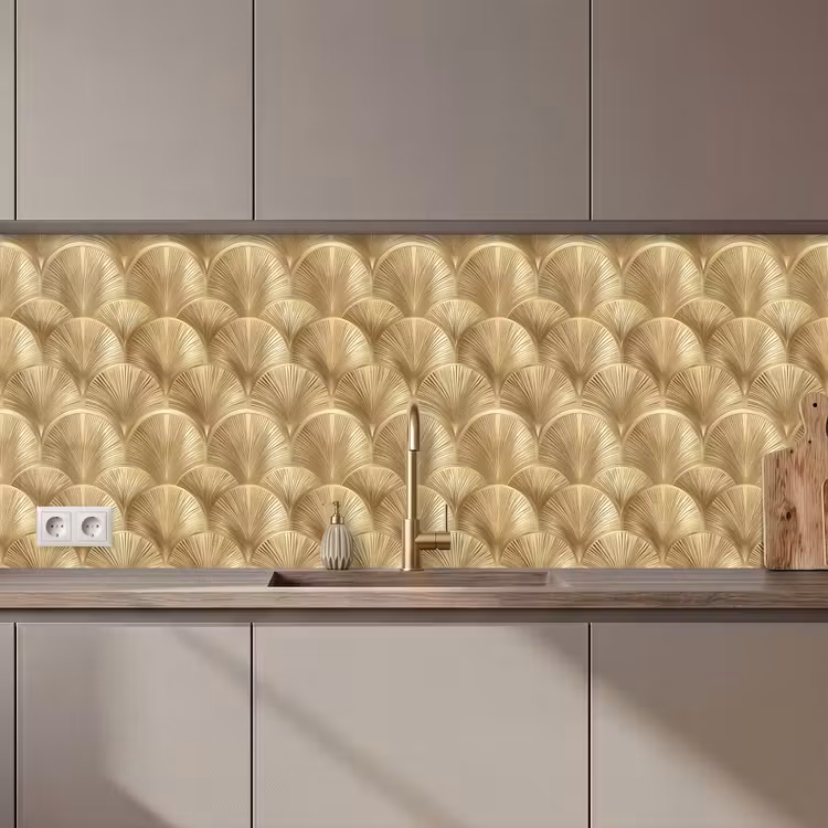 Keuken achterwand - Patroon - Waaier - Goud — 1