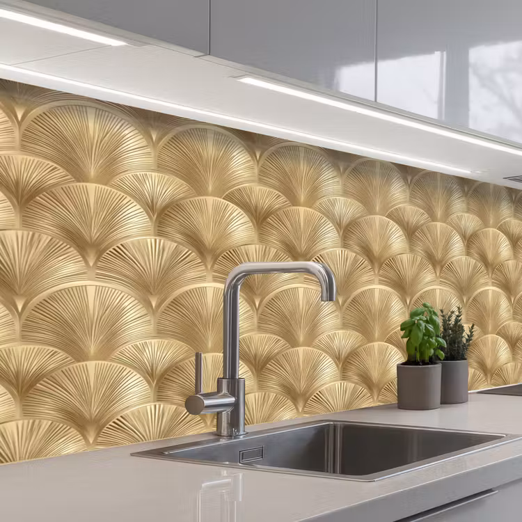 Keuken achterwand - Patroon - Waaier - Goud — 2
