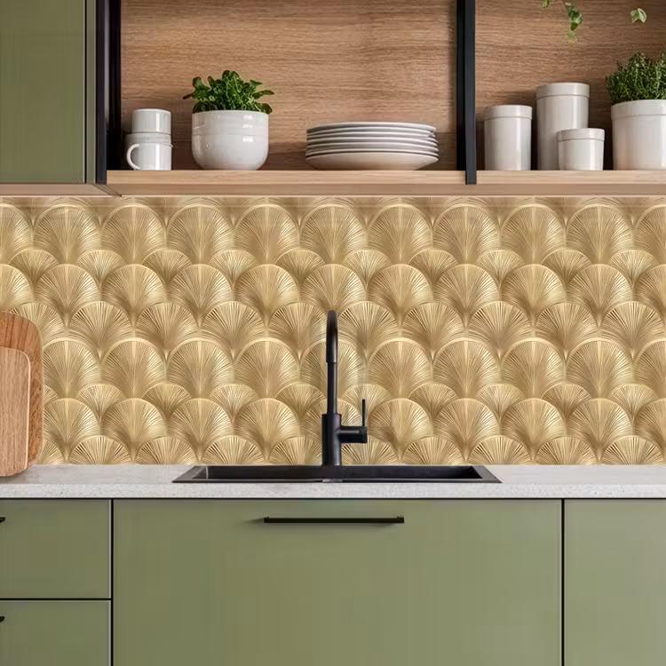 Keuken achterwand - Patroon - Waaier - Goud — 7