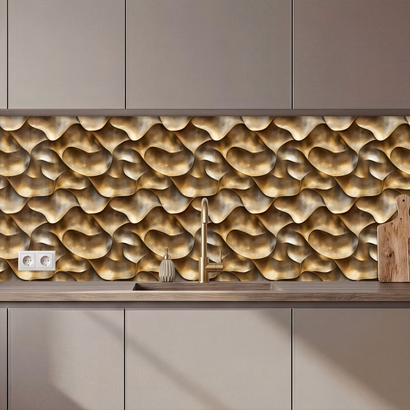 Keuken achterwand - Abstract - Antiek - Goud — 1