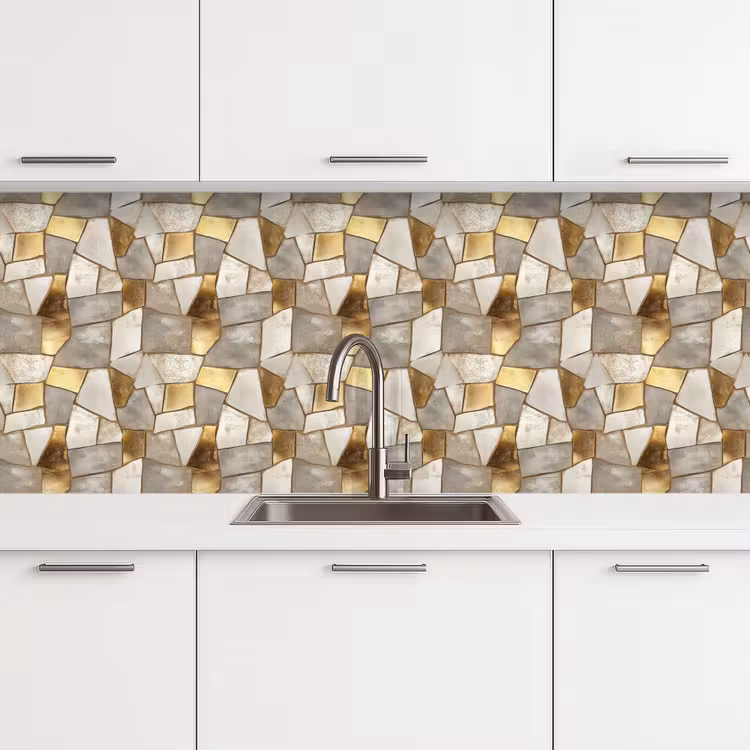Keuken achterwand - Mozaïek - Marmer - Goud — 4