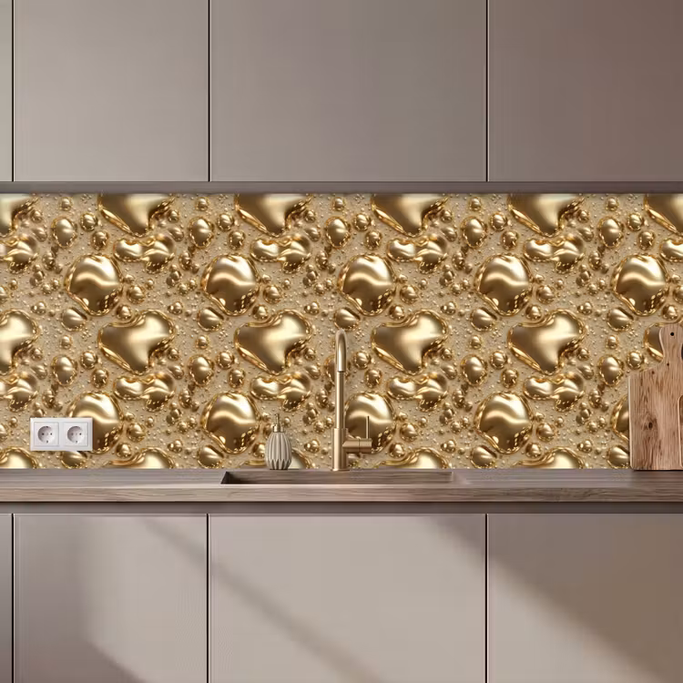 Keuken achterwand - Druppels - Organisch - Goud — 1