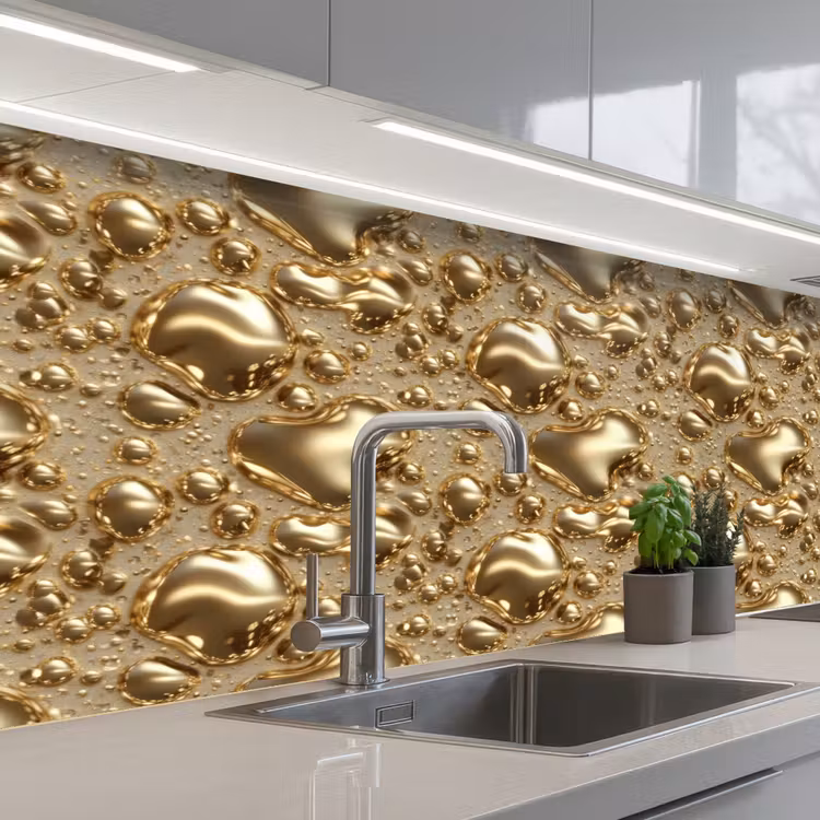 Keuken achterwand - Druppels - Organisch - Goud — 2