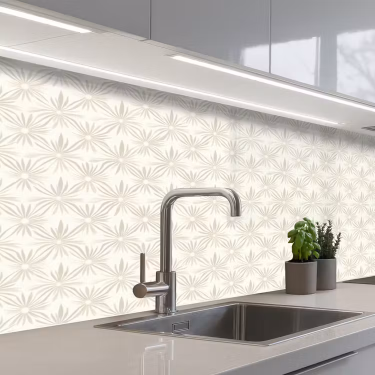 Keuken achterwand - Patroon - Bloemen - Beige — 2