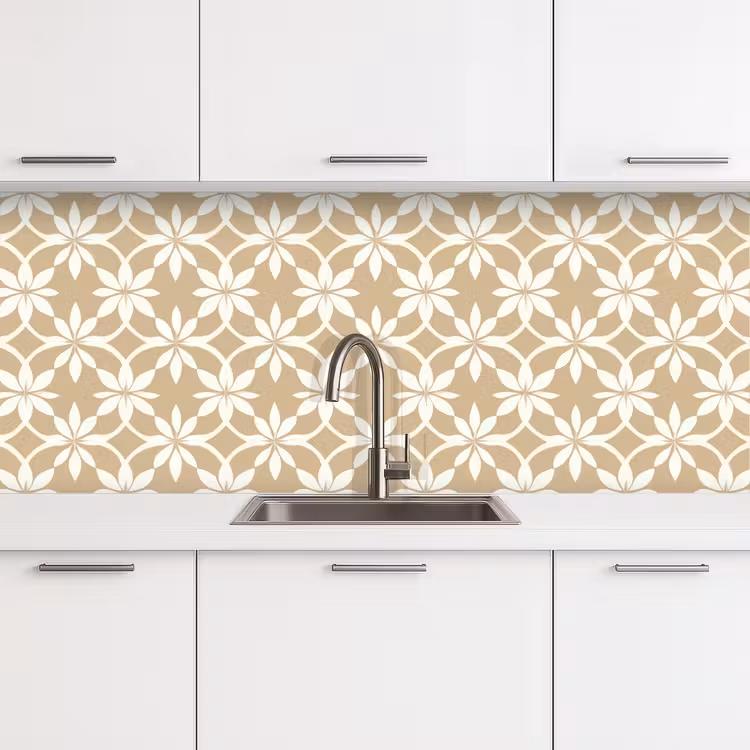 Keuken achterwand - Bloemen - Patroon - Beige — 4
