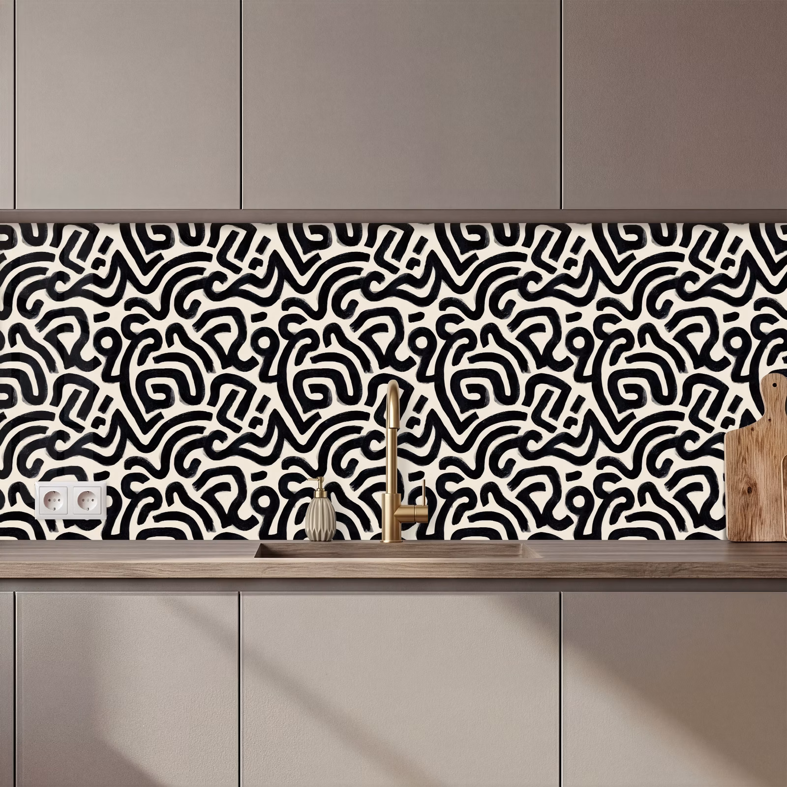 Keuken achterwand - Modern - Abstract - Zwart — 1