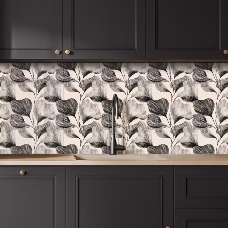 Keuken achterwand - Botanisch - Bladeren - Zwart — 6
