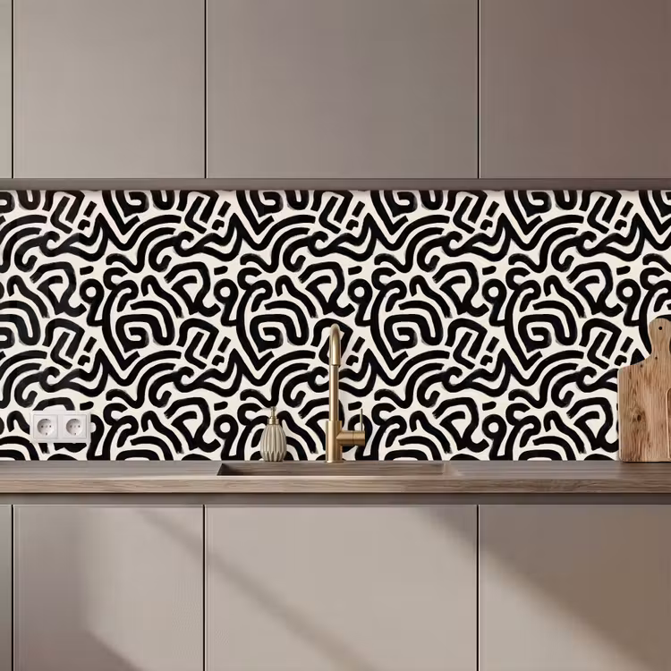 Keuken achterwand - Modern - Abstract - Zwart — 1