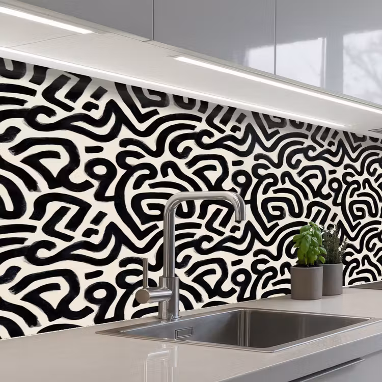 Keuken achterwand - Modern - Abstract - Zwart — 2