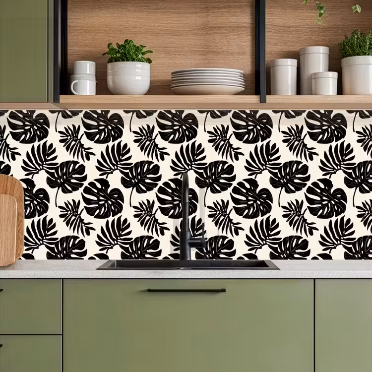 Keuken achterwand - Modern - Monstera - Zwart — 7