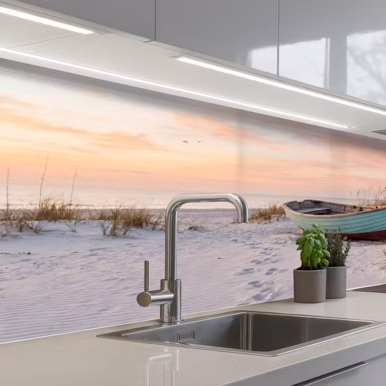 Keuken achterwand - Rustiek - Roeiboot - Zandstrand — 2