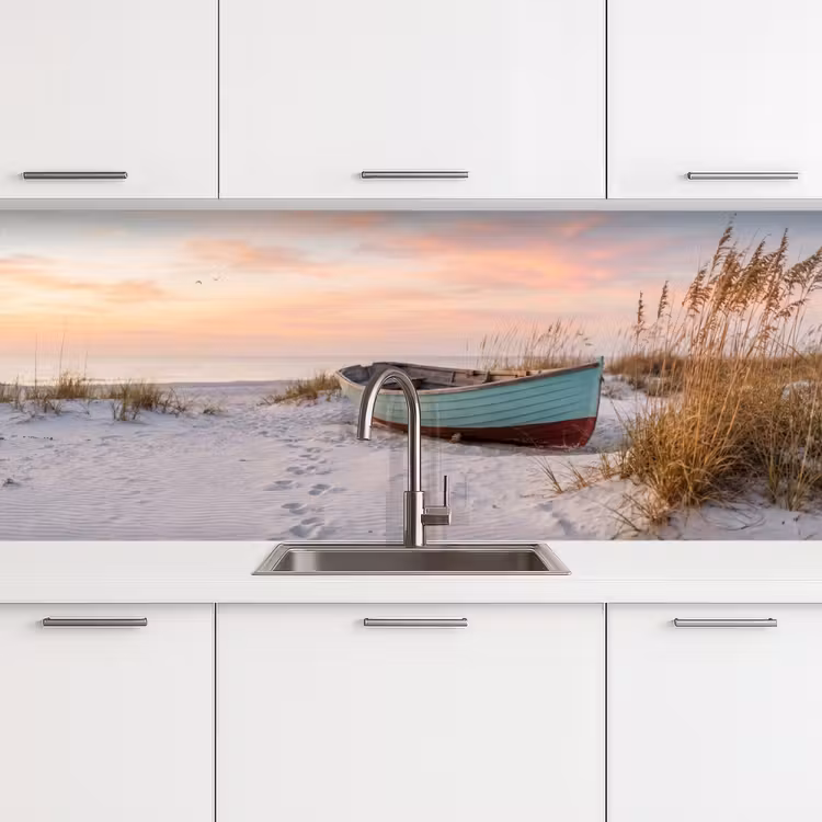 Keuken achterwand - Rustiek - Roeiboot - Zandstrand — 4