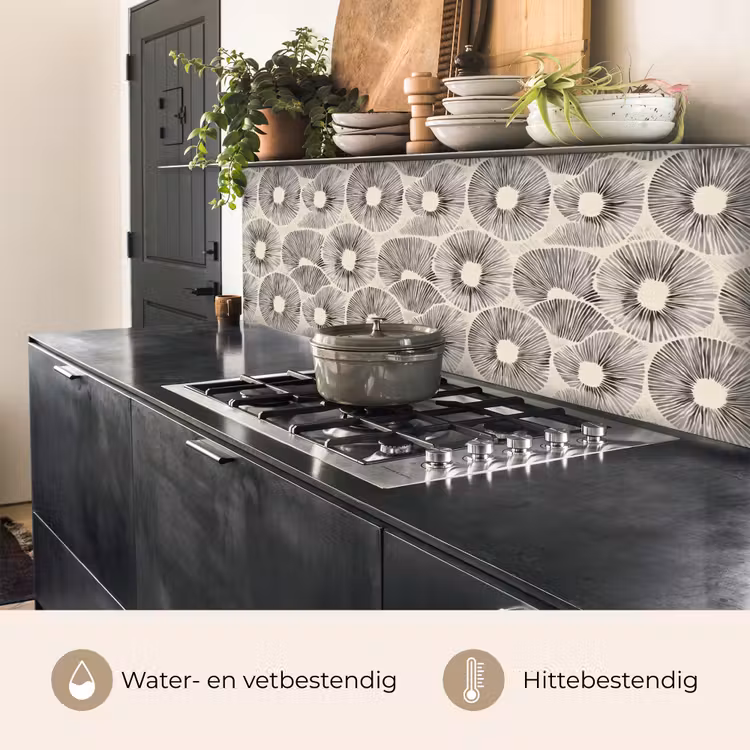 Keuken achterwand - Cirkels - Patroon - Zwart — 5