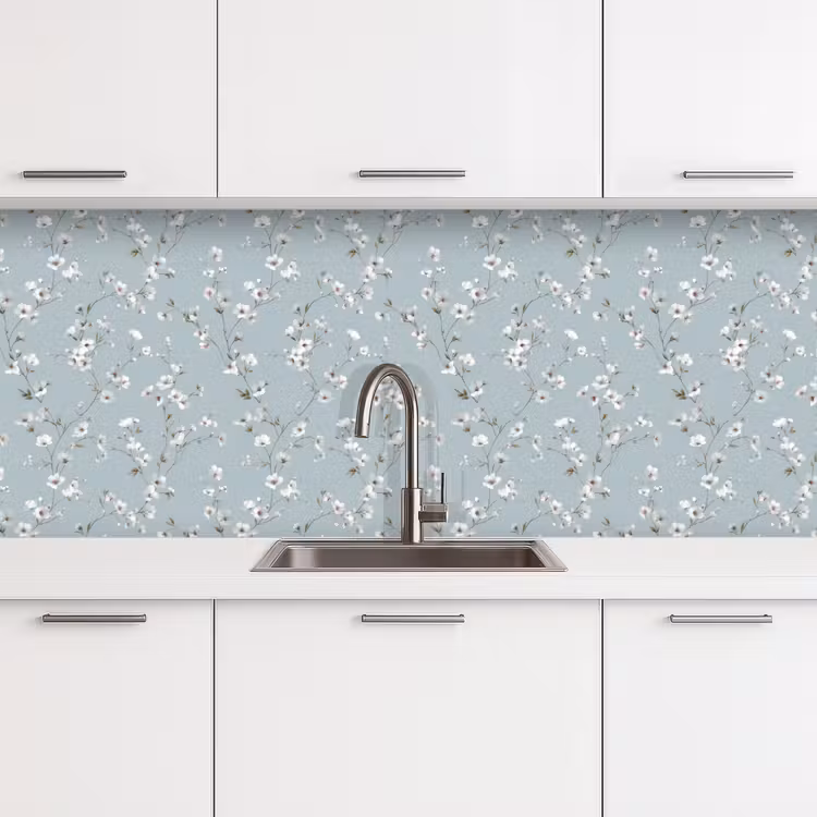 Keuken achterwand - Klassiek - Bloemen - Blauw — 4