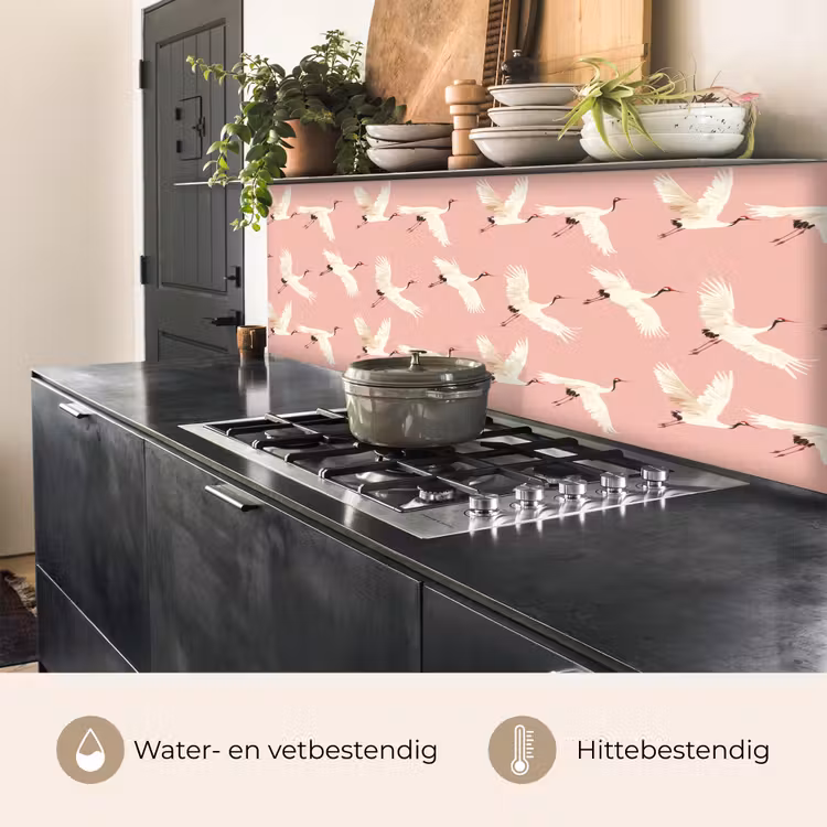 Keuken achterwand - Modern - Kraanvogels - Roze — 5