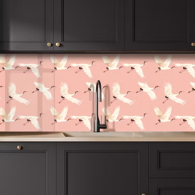 Keuken achterwand - Modern - Kraanvogels - Roze — 6