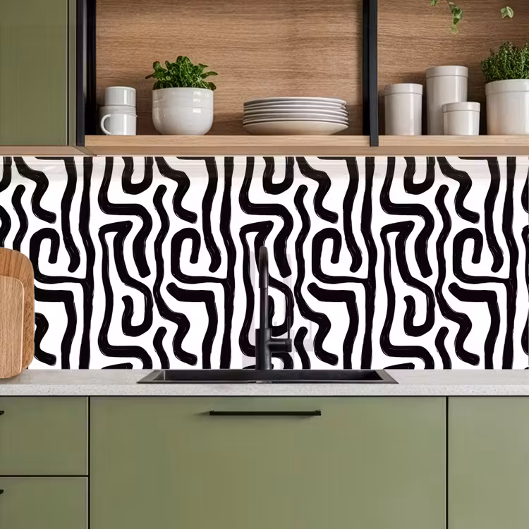 Keuken achterwand - Modern - Lijnen - Zwart — 7