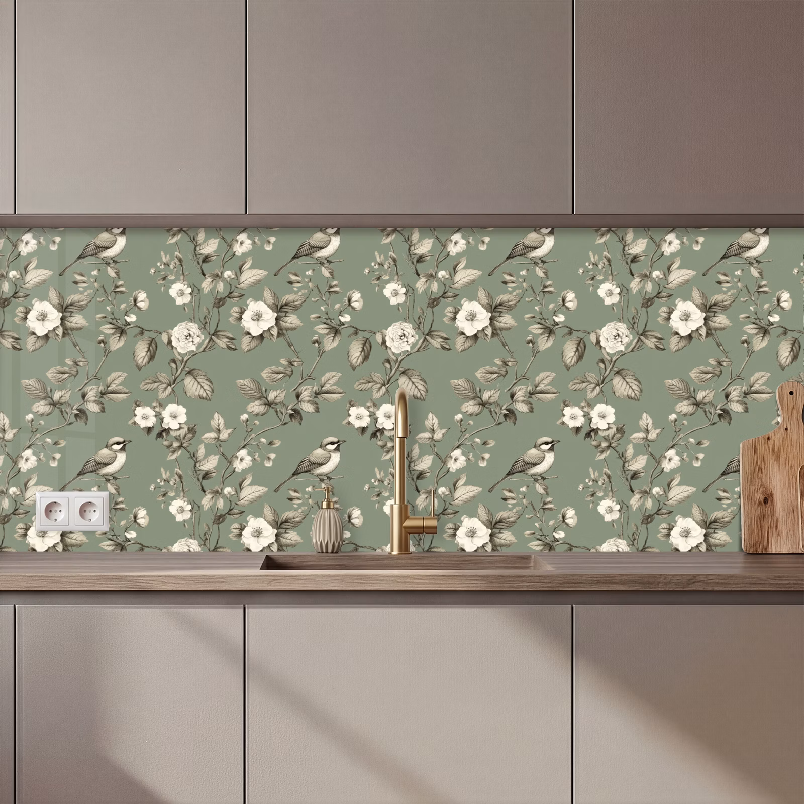 Keuken achterwand - Botanisch - Vogels - Groen — 1
