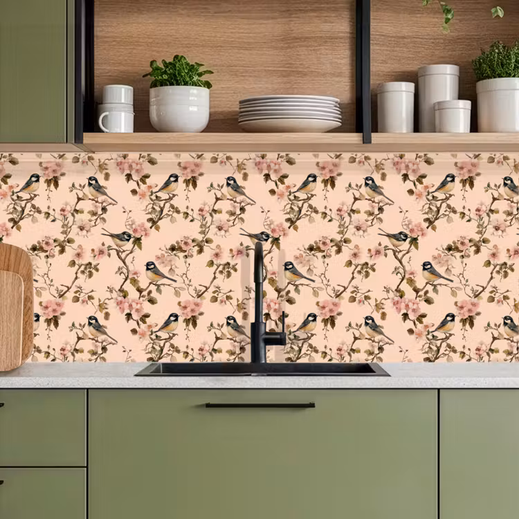 Keuken achterwand - Bloesem - Koolmees - Roze — 7