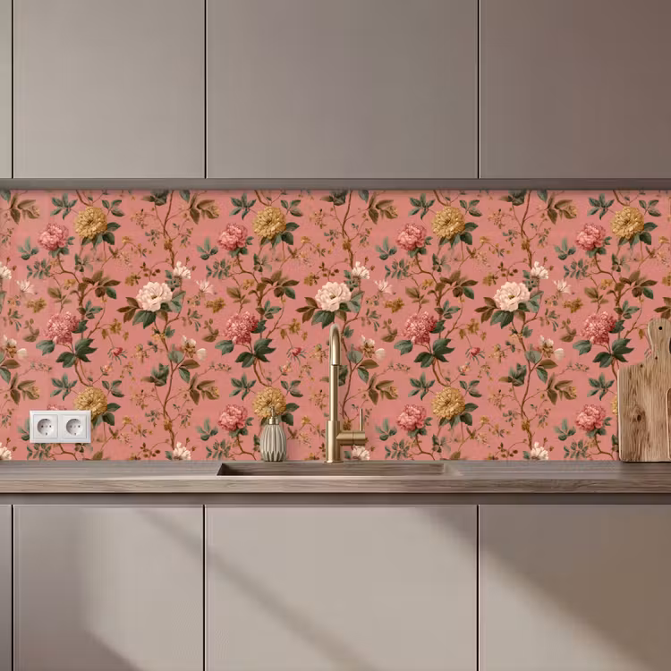 Keuken achterwand - Klassiek - Botanisch - Roze — 1