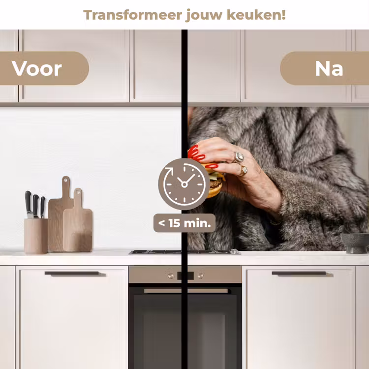 Keuken achterwand - Vrouw - Hamburger - Bontjas — 3