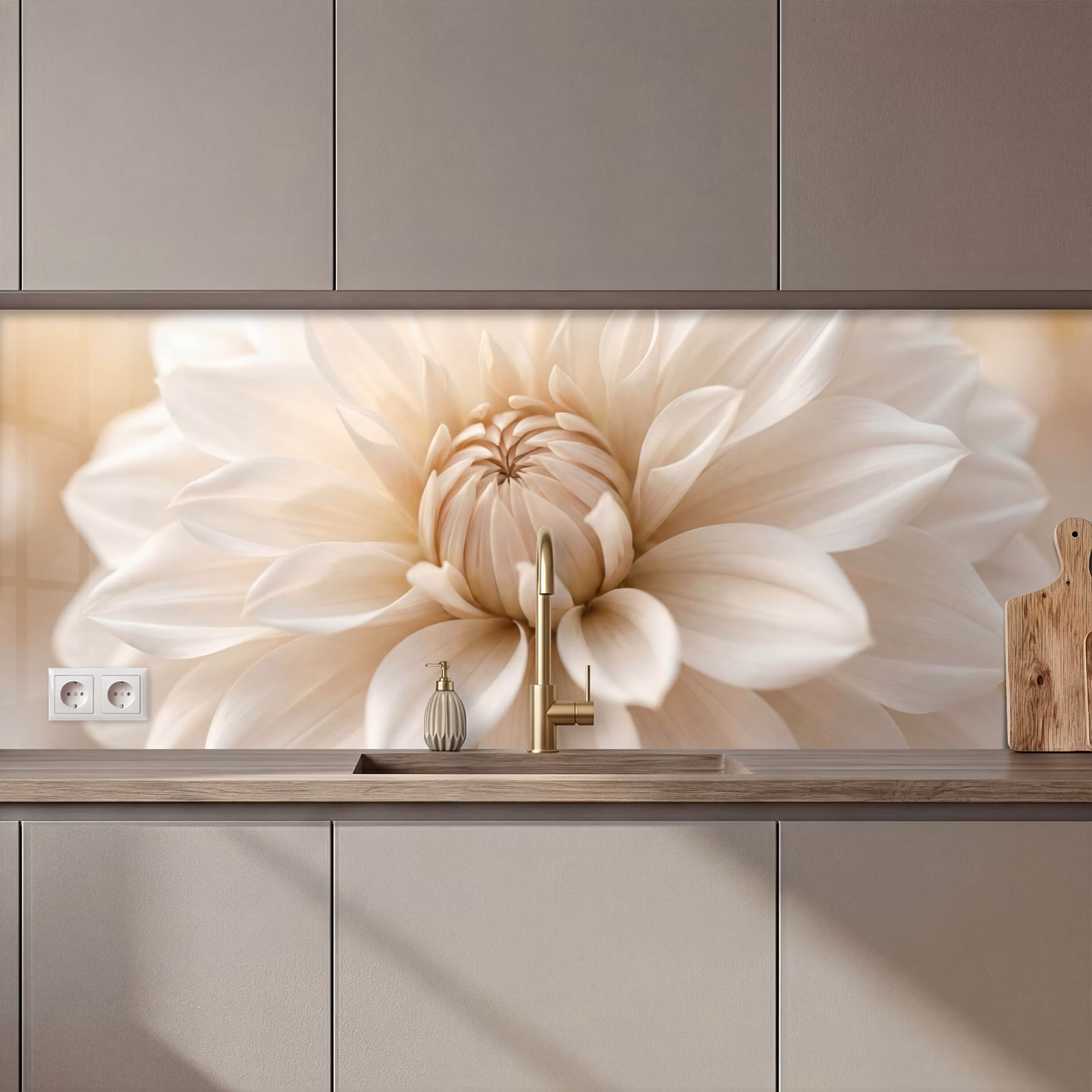 Keuken achterwand - Bloem - Dahlia - Wit — 1