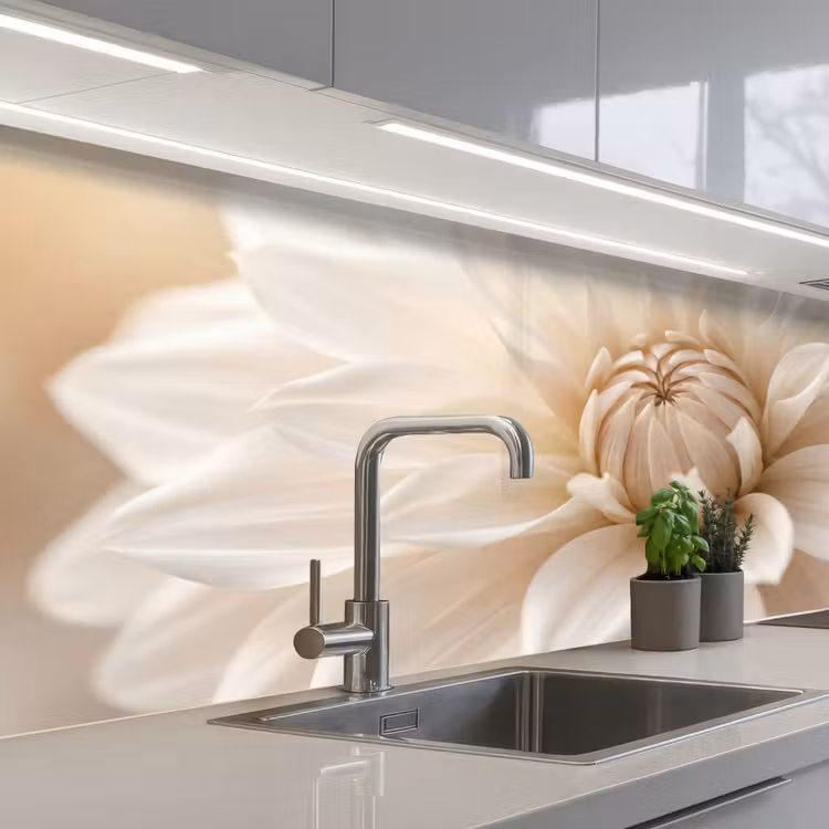 Keuken achterwand - Bloem - Dahlia - Wit — 2