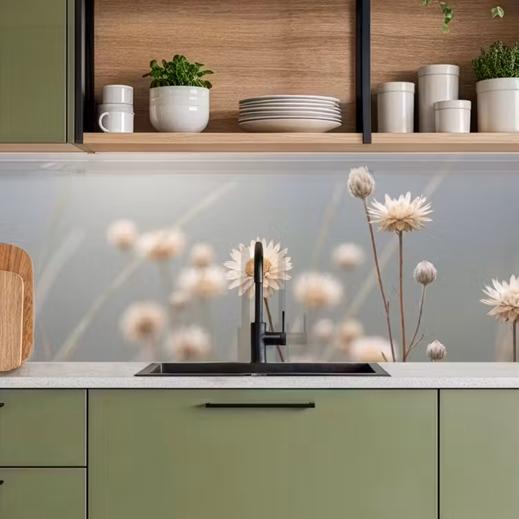 Keuken achterwand - Strobloemen - Wit - Daglicht — 7