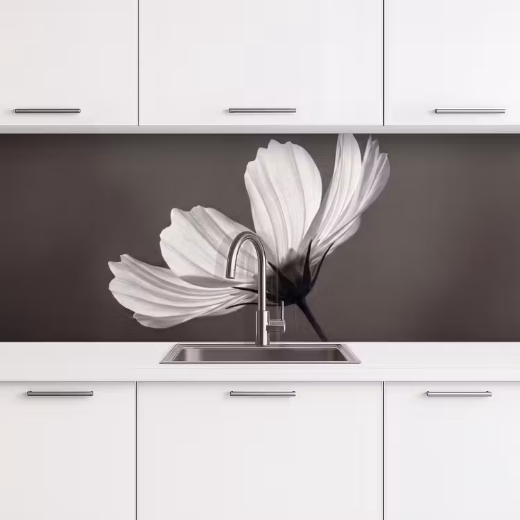 Keuken achterwand - Bloem - Minimalistisch - Zwart - Wit — 4