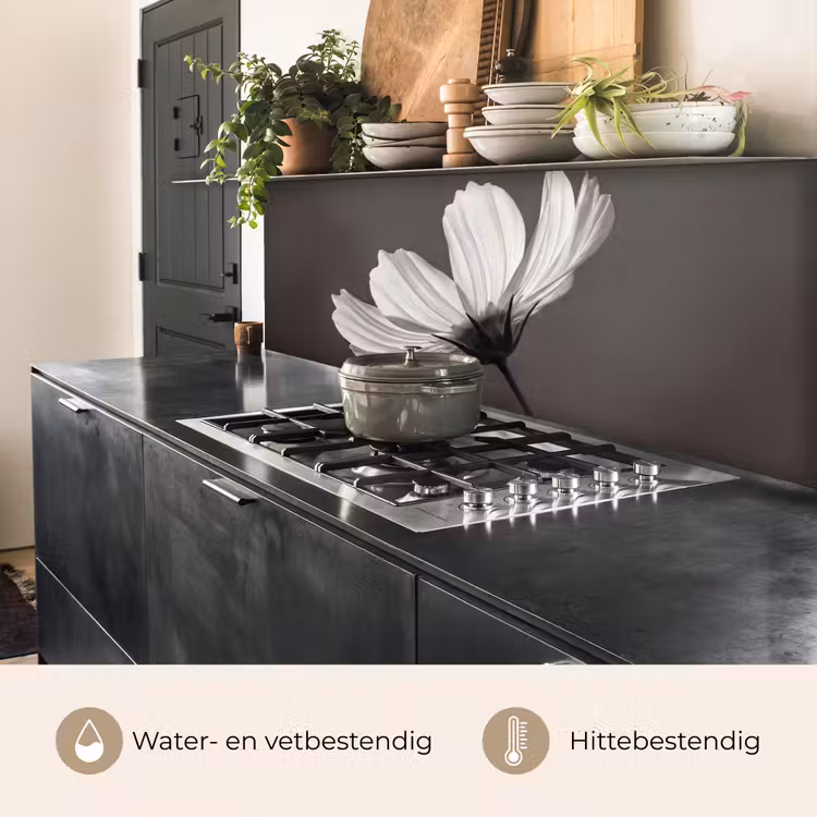 Keuken achterwand - Bloem - Minimalistisch - Zwart - Wit — 5