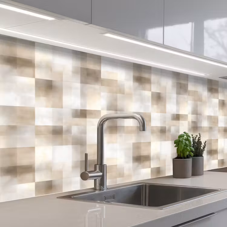 Keuken achterwand - Textuur - Linnen - Beige — 2