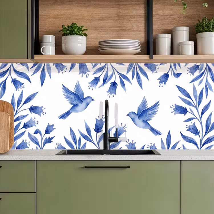 Keuken achterwand - Modern - Vogels - Delfts - Blauw — 7
