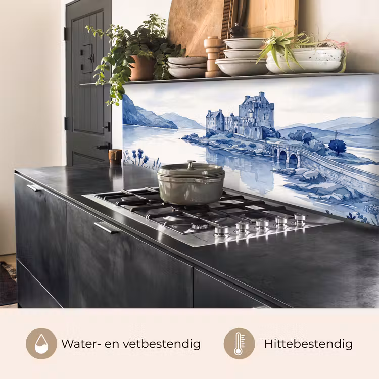Keuken achterwand - Schots - Kasteel - Blauw - Aquarel — 5