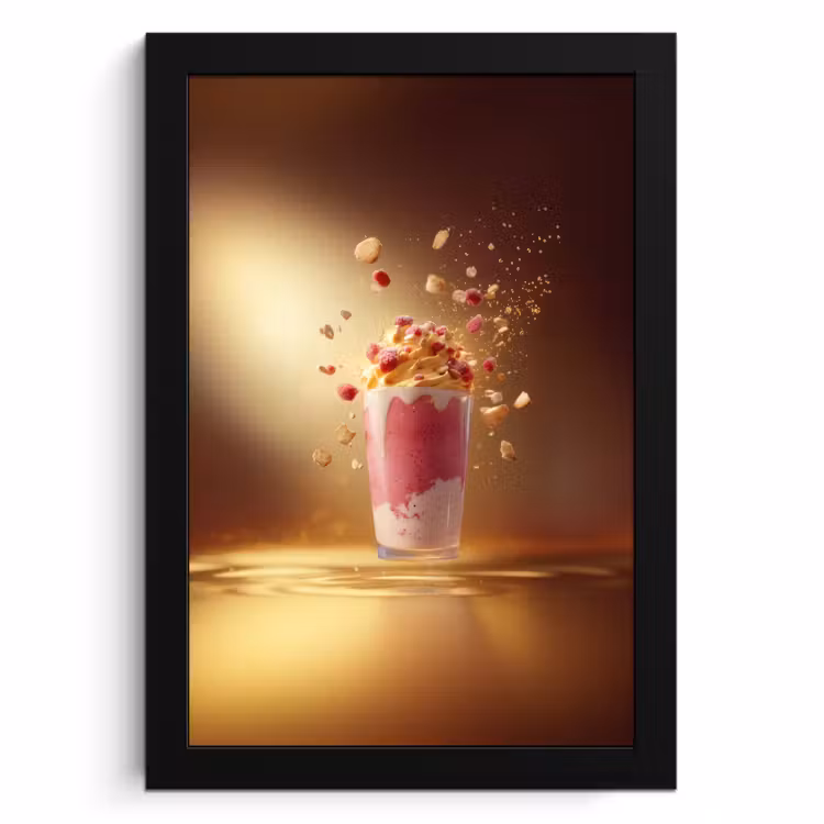 Poster met lijst - Framboos - Smoothie - Drinken - Roze — 1
