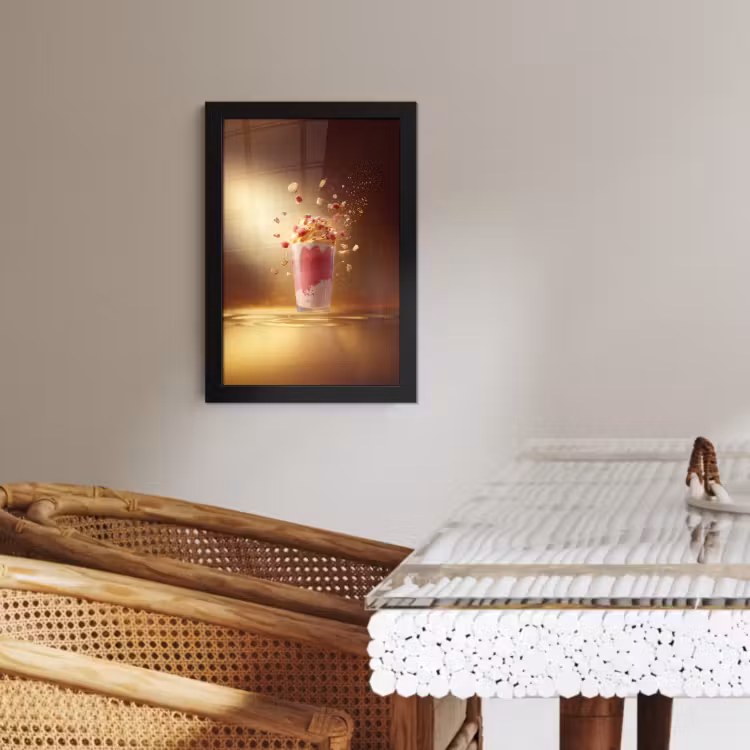 Poster met lijst - Framboos - Smoothie - Drinken - Roze — 2