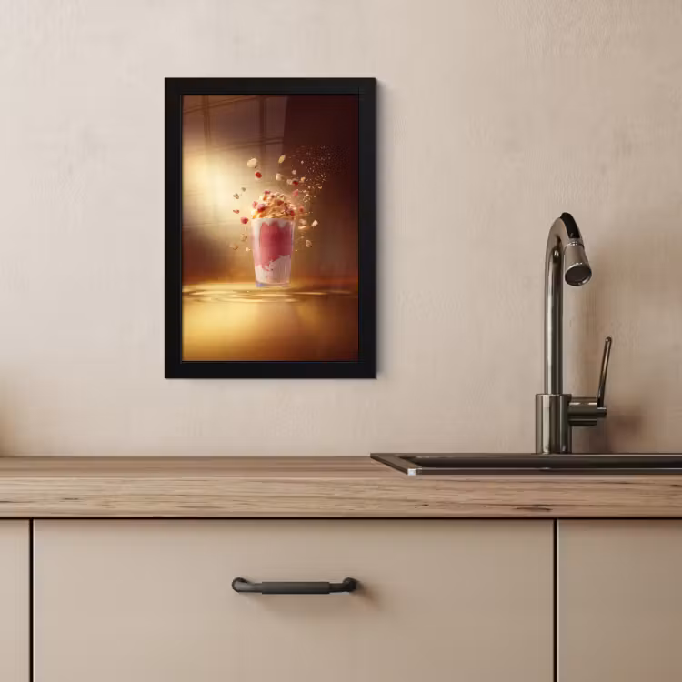 Poster met lijst - Framboos - Smoothie - Drinken - Roze — 3